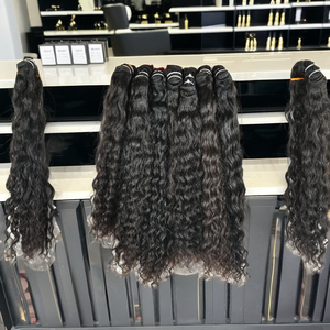 100% naturel brut pur noir femme vierge vendeur bouclés faisceaux sud indien fabrication temple extensions de cheveux humains - Product Image 1