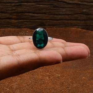 Bague en argent chromé diopside, argent sterling 925, pierre verte, bijoux faits à la main, bague pour elle - Product Image 2