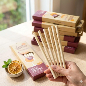 Pajitas de Bambú 100% Orgánicas, Ecológicas, Biodegradables, Desechables, Reutilizables, Libres de BPA, Duraderas, de Lujo, para Té de Burbujas, con Logotipo Personalizado - Product Image 5