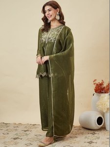 KURTI WITH PLAZZO & DUPATTO Product Details <b>Kurta</b> Fabric Crunchy <b>Silk</b> TOP LEBGTH 32 Plazzo Fabric - Product Image 6