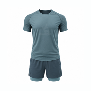 Ensemble de vêtements de sport pour homme, t-shirt de course en mesh léger, short de sport, entraînement de fitness, séchage rapide - Product Image 1