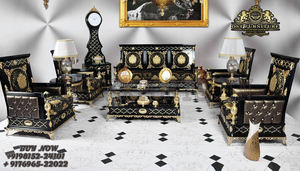 Ensemble de canapés en argent sculpté lourd de style européen Ensemble de canapés en bois massif haut de gamme de style italien Ensemble de canapés de luxe au design poli argenté - Product Image 5