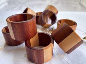 Classic Handcrafted Wooden Napkin Rings | Elegant Vintage Acacia or Teak Wood Napkin Holders - Product Image 3