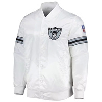 Veste universitaire en satin blanc personnalisée pour hommes, broderie de logo noir, veste bomber, uniforme de baseball, vêtements de sport en gros