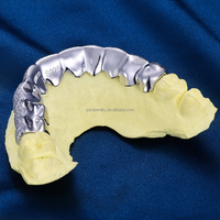 Grillz dentaire personnalisé en argent 925 plaqué or, certifié par un tiers, avec diamants taillés brillant, qualité irréprochable, pour un style bling-bling.