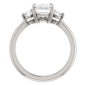 <b>Emerald</b> Cut Trio Moissanite <b>Ring</b> 925 Sterling <b>Silver</b> White Gold Plated Luxury Three Stone Engagement Wedding Bridal Promise <b>Ring</b> - Product Image 2