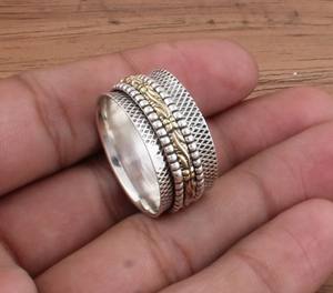 Bague de mariage en argent sterling 925 sertie de pierres, pour femmes et hommes, minimaliste, polie, empilable, bijoux de fête - Product Image 6