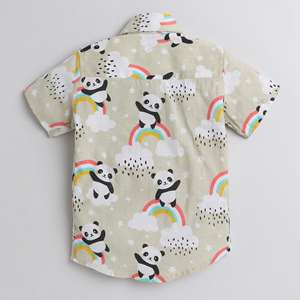 Polka Tots Media Manga Panda Con Camisa Estampado Arco Iris-Crema - Product Image 4
