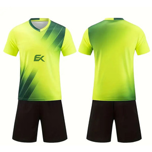 Conjunto de Camiseta de Fútbol Sublimada con Degradado Amarillo y Verde para Hombre, Manga Corta, Absorbe la Humedad, Ajuste Atlético, Uniforme de Fútbol - Product Image 1