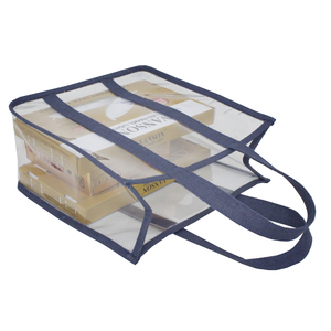 Bolsa de Yute Promocional con Ventana Transparente, Precio al por Mayor, Color Azul Marino, Bolsa de Arpillera con Ventana Transparente - Product Image 5