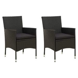 Ensemble de 2 chaises de jardin en polyrotin noir, taille moyenne - Product Image 1