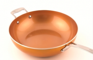 Modern Orange Saute Pan With Glass Lid Stainless Steel Handle Ceramic Non-Stick Coating <b>For</b> Kitchen And <b>Induction</b> Cooker Use - Product Image 2