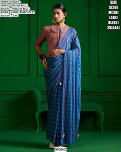 Regal River Embroidered Traditional Viscose Mull Women's Saree Gujarat for Winter/Summer Diwali Party Wedding-Moisture Wicking - Product Image 5
