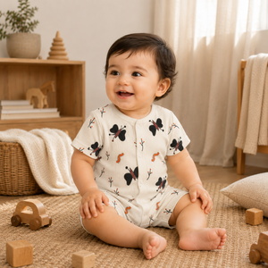Combinaison courte à manches courtes pour bébé unisexe en coton 100% côtelé |   Ensemble respirant à fermeture à pression pour bébé, tenue d'été douce pour tous les jours - Product Image 2