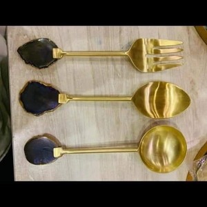 Ensemble de couverts élégants en métal et résine, style moderne, qualité supérieure, vaisselle fantaisie en métal, accent décoratif pour la maison, prix d'usine, vente en gros - Product Image 1