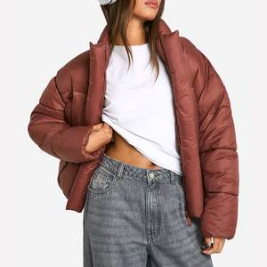 Women High Waist Puffer Jacket Quilted Winter Bubble Coat Short <b>Top</b> Long Sleeve <b>Zip</b> <b>Up</b> Casual Fashion Outerwear 2026 - Product Image 1