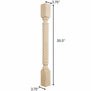 Solid Wood Kitchen Island <b>Post</b> Leg Twisted Rope Decorative Column Support for Cabinets Countertops Solid Wood <b>Post</b> Legs - Product Image 2