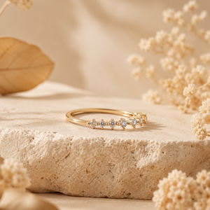 Wholesale 14K Yellow Gold Moissanite Eternity <b>Ring</b> – Dainty <b>Ring</b> <b>Stacking</b> Band Women's <b>Ring</b> Diamond <b>Ring</b> jewelry - Product Image 2