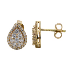 Women's Luxurious and Sophisticated 14K Gold Pear-Shaped Diamond Frame Stud <b>Earrings</b> 1.01 CTW Composite Diamonds - Product Image 1