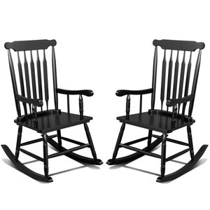 Solid Wood Patio Rocking Chair for Indoor Outdoor Use Elegant Wooden Frame Porch Rocker for Garden Backyard Garden Chairs Line - Product Image 3