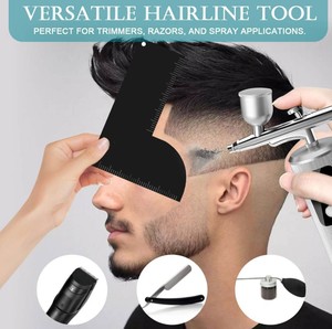 Herramienta de diseño de línea de cabello para barberos, tarjeta indicadora de medición, guía de estilización de barba reutilizable de plástico impermeable - Product Image 4