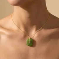 Kalung Liontin Batu Permata Ukiran Bunga Turquoise Peridot Amethyst Quartz Dengan CZ Hitam Berlapis Emas Kuningan Produk Terlaris