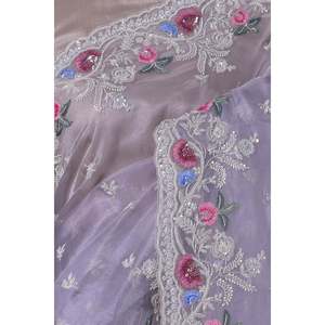 Party Wear Embroidered <b>Saree</b> with Sequins & Treads Elegant Dresses Coding Work - Product Image 1