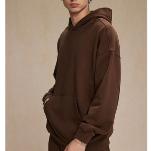 Sweat à capuche oversize pour homme en velours épais, couleur unie, style streetwear, personnalisable avec logo, vente en gros - Product Image 5