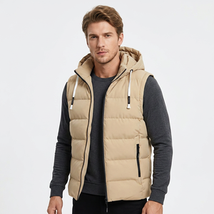 Chaleco Acolchado Reversible sin Mangas con Capucha para Hombre, Cierre de Cremallera, Resistente al Viento, de Lona, Informal, para Invierno, Color Sólido, Corte Regular - Product Image 5