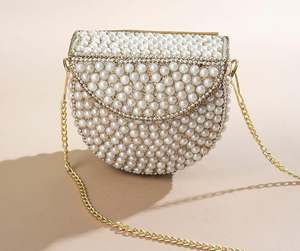 Clutch purse <b>bag</b> Luxury <b>Women</b> <b>Gold</b>-Plated Metal Crafts Clutch <b>Bag</b> Pearl Beading Antique Polished Sculpture Bridal Frame Evening - Product Image 4