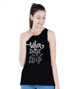 Camiseta sin Mangas Negra para Mujer con Estampado 'Cuando Dudas, Ve a Dormir', Cuello Redondo, Estilo Casual, Tejido de Punto 100% Algodón - Product Image 2