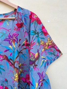 Vestido Kaftán Informal de Verano con Estampado Floral Tropical de Naaz Textile, Vestido sin Mangas de Algodón Digital para Mujer, Playa, Islas del Pacífico Asiático - Product Image 4