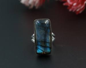 Anillo de Labradorita Azul Natural con Diseño Vintage, Certificado IGI, Chapado en Plata, Joyería de Piedras Preciosas para Mujer, Hecho a Mano, Regalo para Mamá, Fiesta - Product Image 6