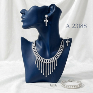 24K Gold Plated Vintage Dubai Fashion Jewelry <b>Set</b> Includes Necklace Earrings <b>Bangles</b> Combs Copper Material Diamond Germany - Product Image 6