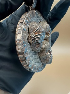 Colgante de Lujo Hip Hop con Diseño de Calavera de Mono de los Tres Reyes Magos, Totalmente Engastado con Moissanita VVS, en Plata 925, para Fiestas - Product Image 6