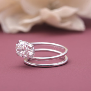IGI Certified Lab Grown Oval Diamond Spiral <b>Wrap</b> Ring 18K White / Rose And Yellow Gold Modern Solitaire Engagement Ring - Product Image 3