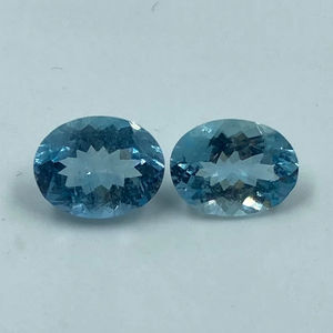 Piedra Preciosa de Aguamarina Natural de Alta Calidad, Corte Ovalado, 2 Piezas, 4.17 Quilates, 7.50x10,8x10MM, para Fabricación de Joyería y Anillos - Product Image 1
