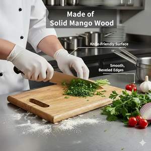 Planche à découper en bois de manguier et d'acacia, design 3D, antibactérienne, réversible, pour la vente en gros - Product Image 3