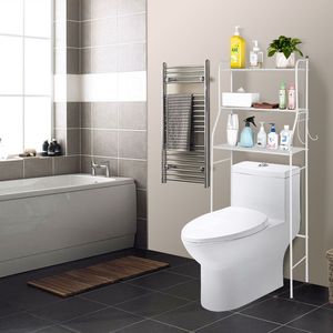Scaffale Salvaspazio a 3 Ripiani Bianco da Posizionare Sopra il WC, Angolare in Ferro, Essenziale per il Bagno, Materiale in Acciaio - Product Image 2