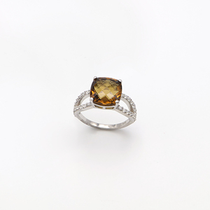 Sparkling Cognac Quartz <b>Cushion</b> <b>Ring</b> 10MM Stylish Womens Gemstone Fashion Jewelry Choice Collections - Product Image 3