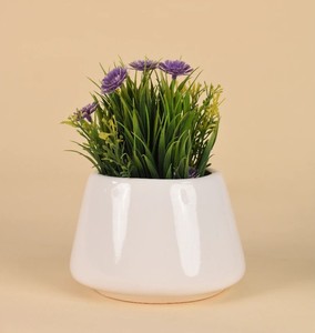 Maceta de Cerámica Mate Acanalada con Orificio de Drenaje, Acabado Duradero, Moderna, para Plantas de Interior - Product Image 5