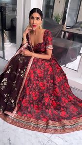 Georgette salwar kameez lehenga choli ตาข่ายปักลายผีเสื้อตาข่ายแฟนซีสำหรับอินเดีย - Product Image 3