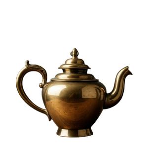 Théière classique traditionnelle en laiton, fabriquée à la main avec des motifs gravés royaux, théière en métal décorative pour les intérieurs de maison haut de gamme - Product Image 1