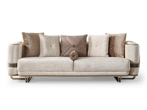 Luxury Solid Teak <b>Wood</b> <b>Sofa</b> Set Modern Glam Cream Velvet 3 2 1 1 Seater Gold <b>Frame</b> <b>Sofa</b> Coffee Table Villa Living Room Furniture - Product Image 5