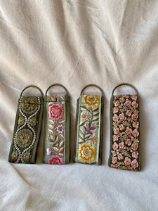 Floral Embroidered Lace Key Chain Fabric Strap Woven <b>Keyring</b> Decorative Bag Accessory Handmade keychain gift bohemian indian - Product Image 5