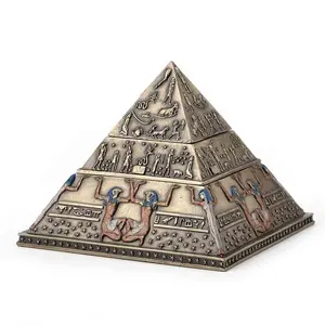 égyptien bronze statues Suppliers-Cerceau à DOUBLE niveau, DESIGN veronais en forme de pyramide égyptien, boîte en bibelot, finition BRONZE moulé à froid