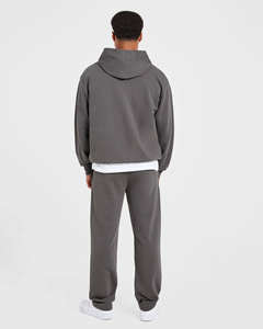 Ensemble de survêtement homme haut de gamme en coton épais, comprenant un sweat à capuche zippé oversize et un pantalon de jogging, idéal pour le sport et les loisirs. - Product Image 2