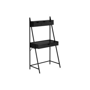 Contemporary Modern 32\"L Home Office Computer Desk Black Laminate Metal Laptop Leaning Storage Drawers <b>Workstation</b> for - Product Image 2