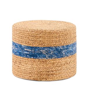 Pouf in Giacinto d'Acqua Blu Naturale Fatto a Mano, Design Moderno Convertibile, Poggiapiedi Intrecciato per Arredamento Casa e Seduta per Hotel - Product Image 1
