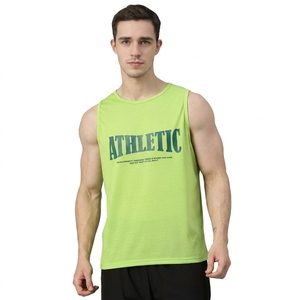 Débardeur vert sans manches pour homme, col rond, 100 % coton, uni, respirant, style streetwear, décontracté, sportswear, 180g - Product Image 1